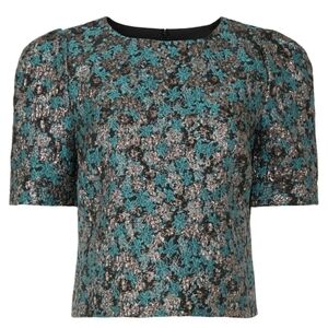 Club Monaco Metallic Brocade Short Sleeve Blouse - Size 12